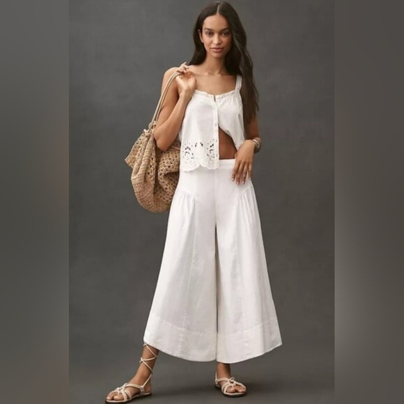 Anthropologie Pants - Anthropologie Linen Extended Waist Pants In Size 14! NWT!